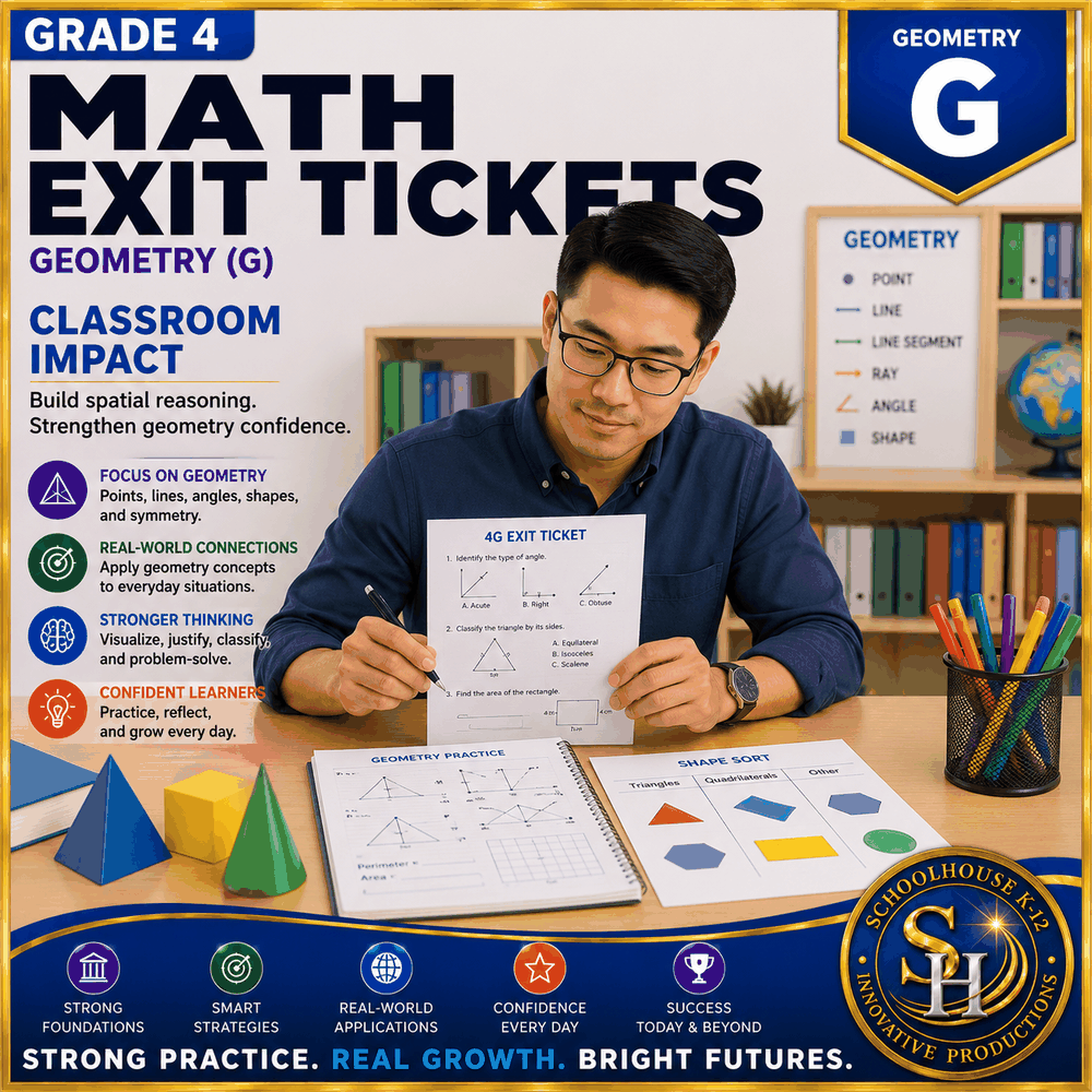 4th Grade Geometry Math Exit Tickets cover